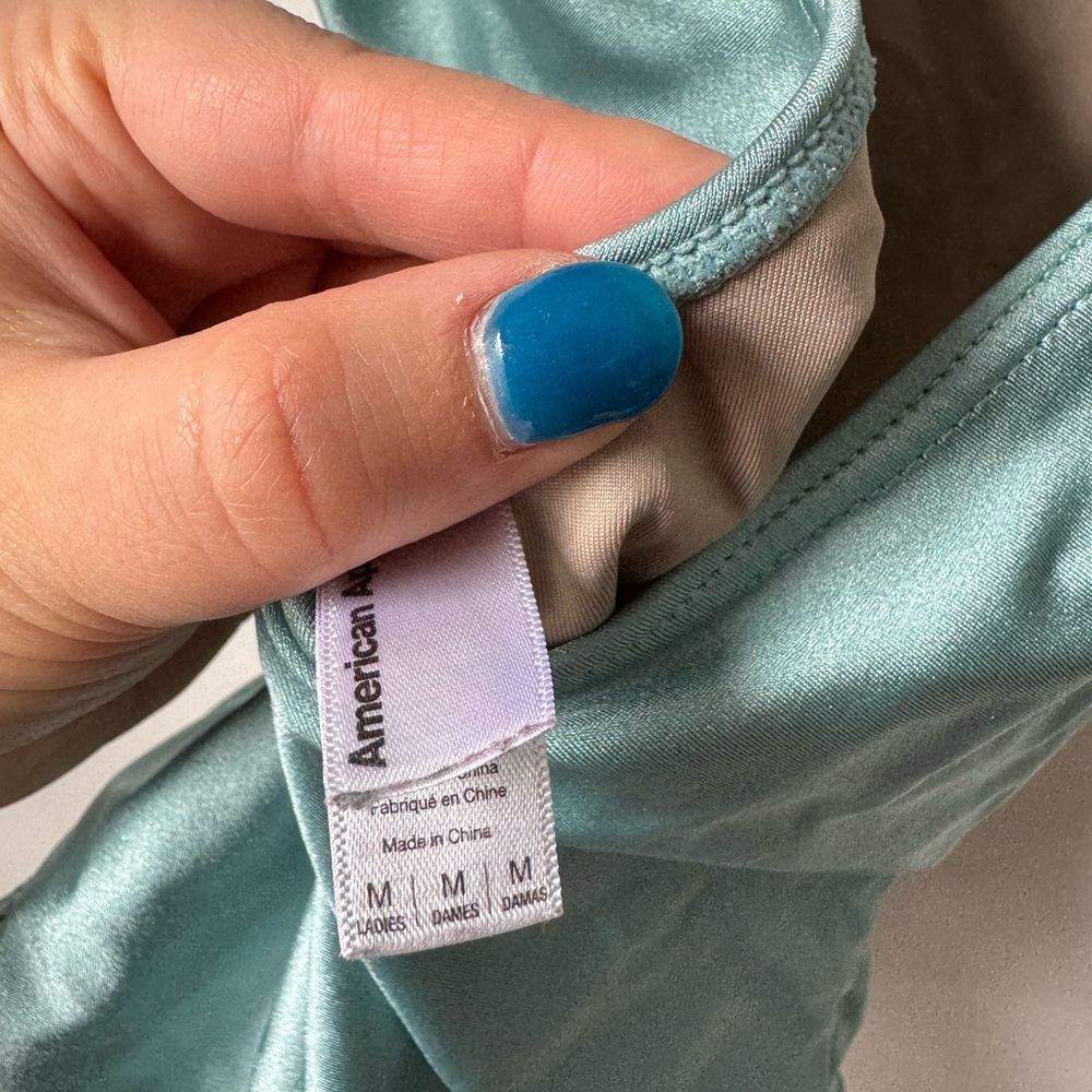 American Apparel Size M Sleek Teal One-Piece Swimsuit - Picture 5 of 6